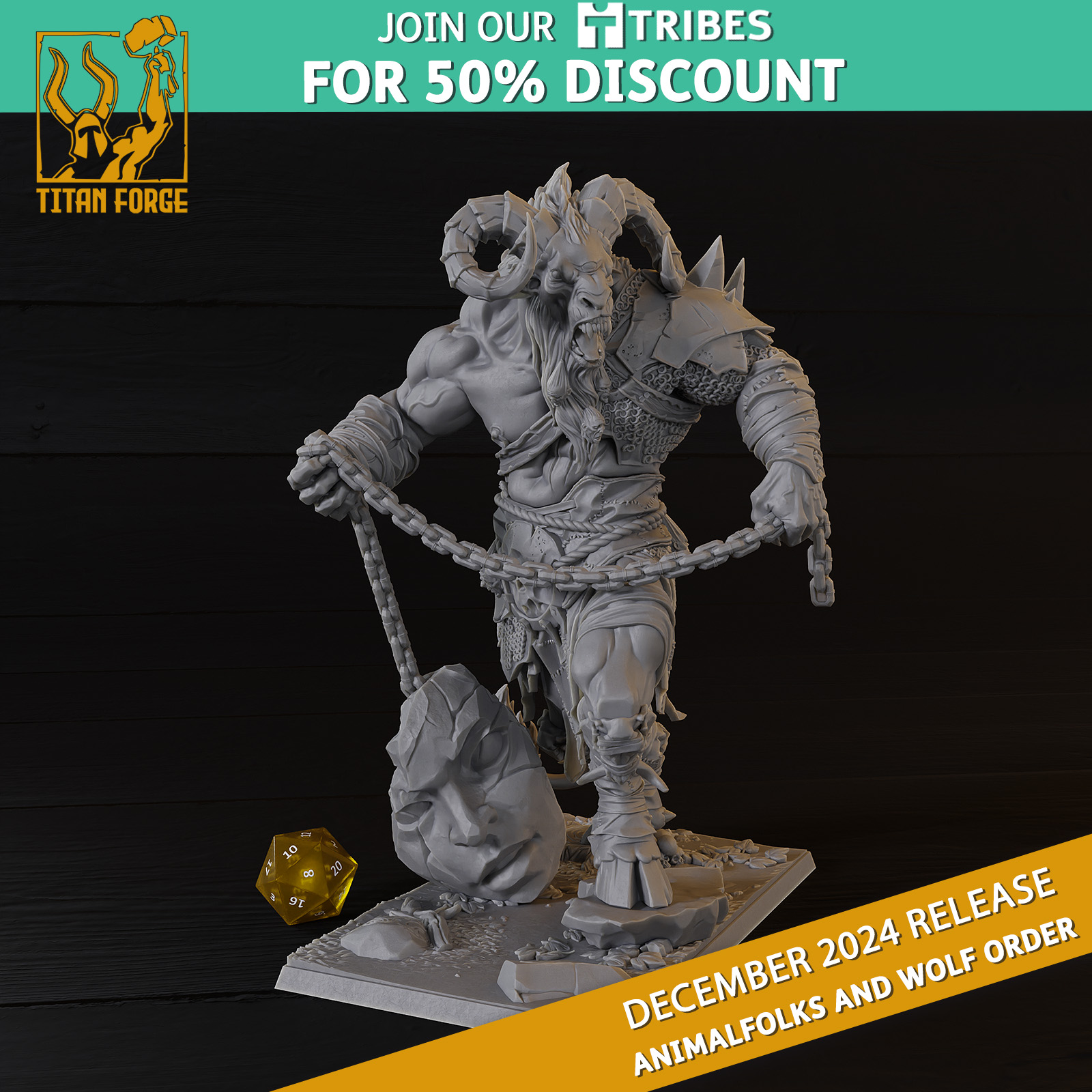 Beast Giant Stone Smasher - Animalfolks and Wolf Order - Titan Forge Miniatures December 2024